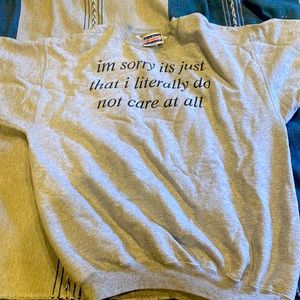 medium oversized Hanes sweatshirt with text